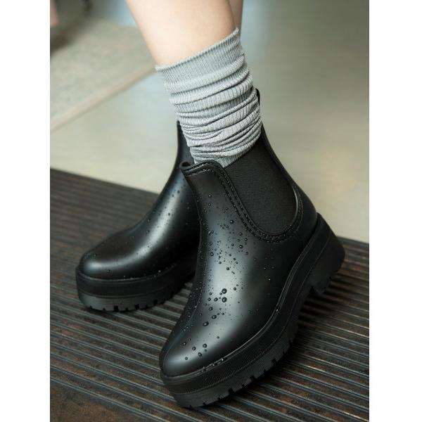 ブーツ 「REZOY」厚底サイドゴアレインブーツ レディース