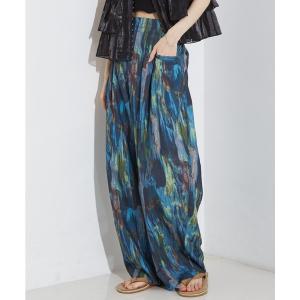 パンツ 水彩アート ニュアンス柄 タックパンツ レディース メンズ