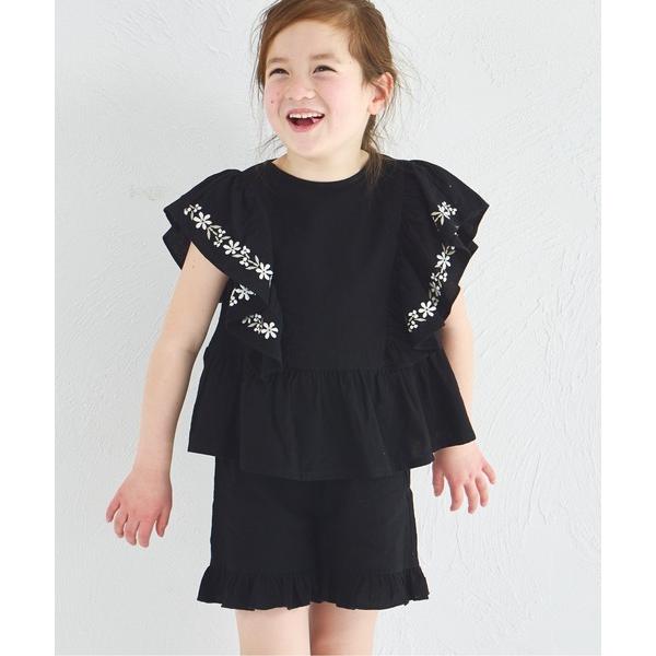 セットアップ 「綿100%」花柄刺繍 ショートセットアップ キッズ 子供服 女の子