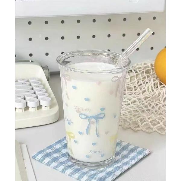 タンブラー colorful ribbon clear glass