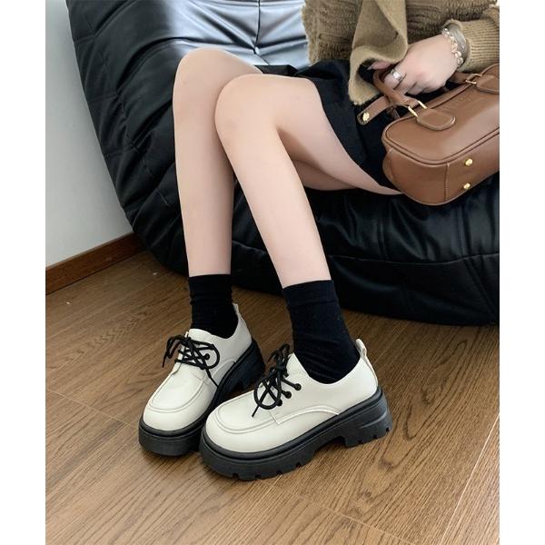 デッキシューズ モカシン 厚底スクエアトゥトラックソールシューズ レディース