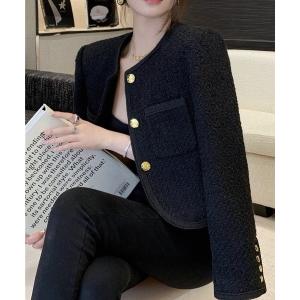 ジャケット ノーカラージャケット クラシックノーカラーツイードジャケット レディース