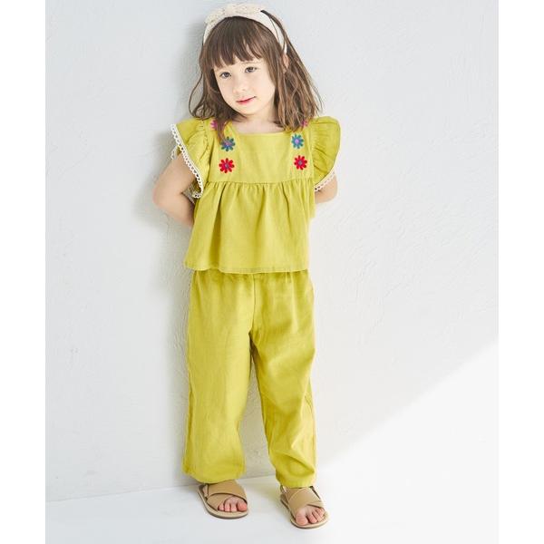セットアップ 「綿100%」花柄刺繍フリルセットアップ キッズ 子供服 女の子