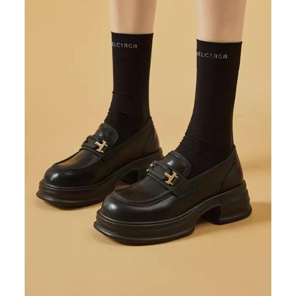 ローファー スクエアトゥビット厚底ローファー 身長盛れ レディース