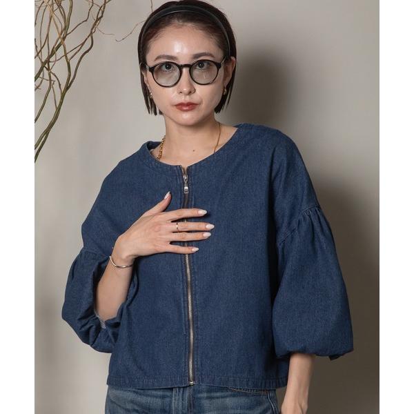 ブルゾン アウター ライトデニム　バルーン袖ジップブルソン レディース