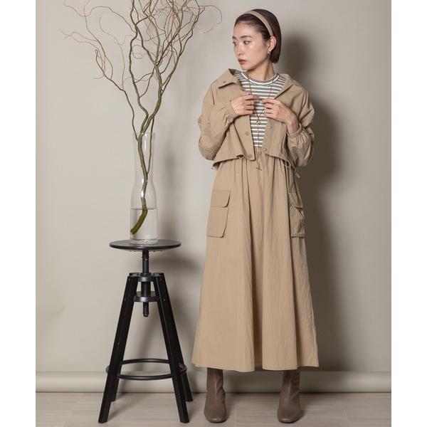 ワンピース ショートブルソンがセットになったミリタリーボーダーワンピース