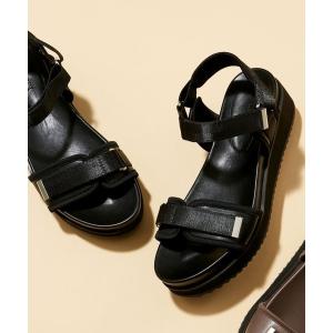 「Mazell」 フラットサンダル M ブラック レディース