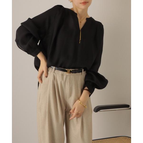 ブラウス シャツ washer skipper neck blouse /ワッシャー加工 スキッパー...