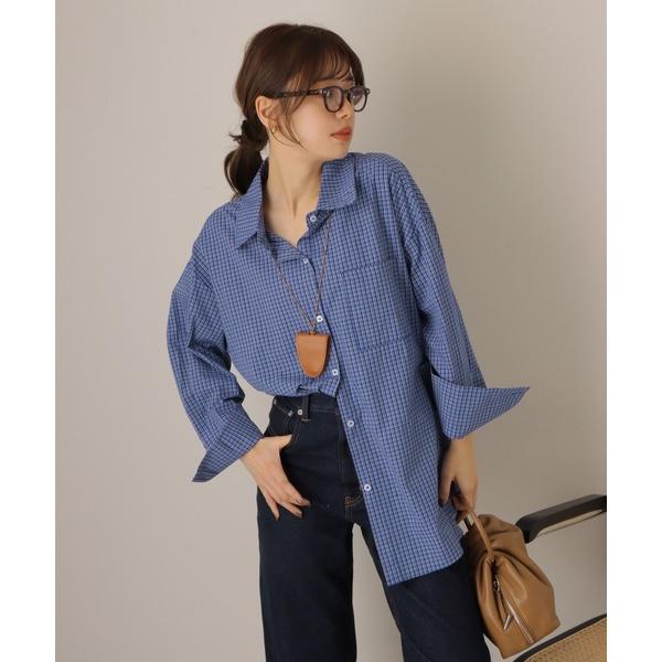 ブラウス シャツ regular collar check oversize shirt /レギュラ...