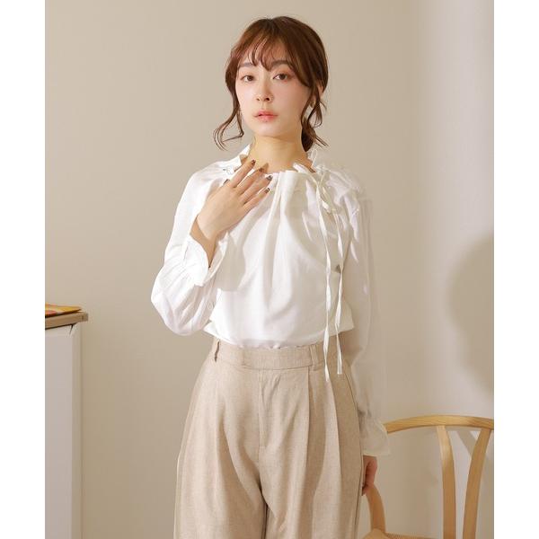 ブラウス シャツ gather neck tie blouse /ギャザーネックリボンブラウス レデ...