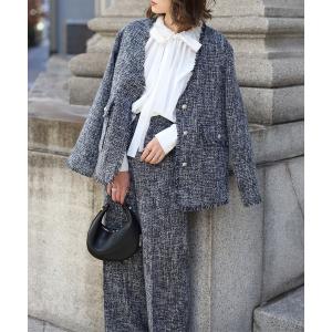 ジャケット ノーカラージャケット ツイードフリンジVネックジャケット レディース｜ZOZOTOWN Yahoo!店