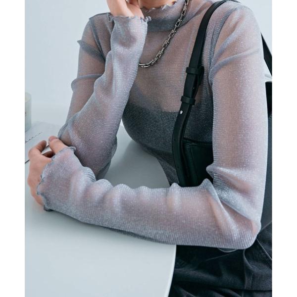 tシャツ ラメのきらめきで魅せる、大人可愛いシースルートップス レディース