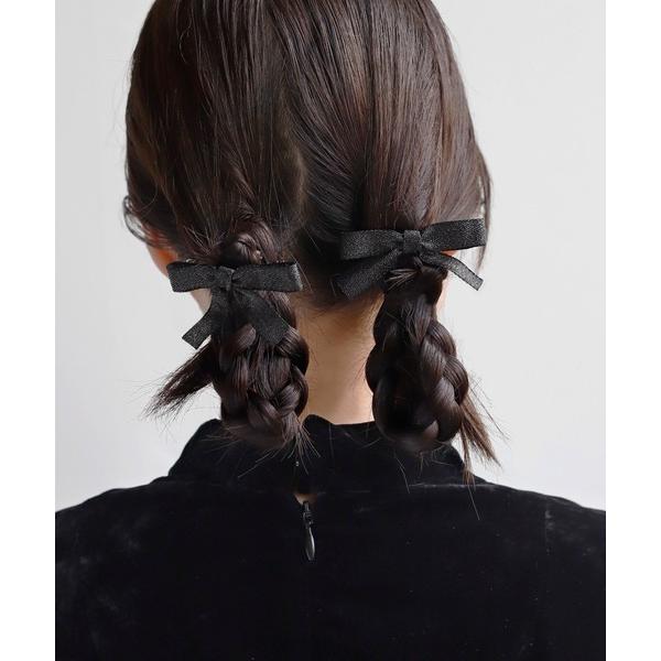 ヘアクリップ シャイニーリボンバレッタ「2本セット」