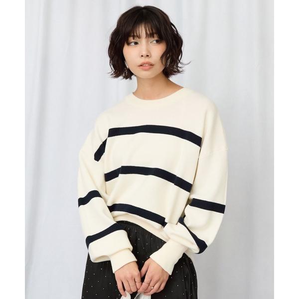 ニット セーター 「FONT LAB」スウェットライクBIGボーダーニット レディース