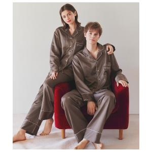 パジャマ ルームウェア 肌側起毛サテンシャツパジ...の商品画像
