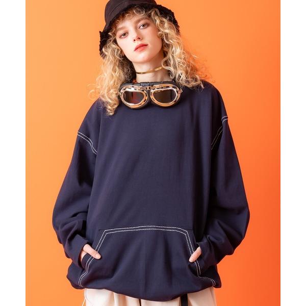 tシャツ a.p.o.v. ビッグカンガルーポケットオーバーサイズステッチスウェットカットソー メン...