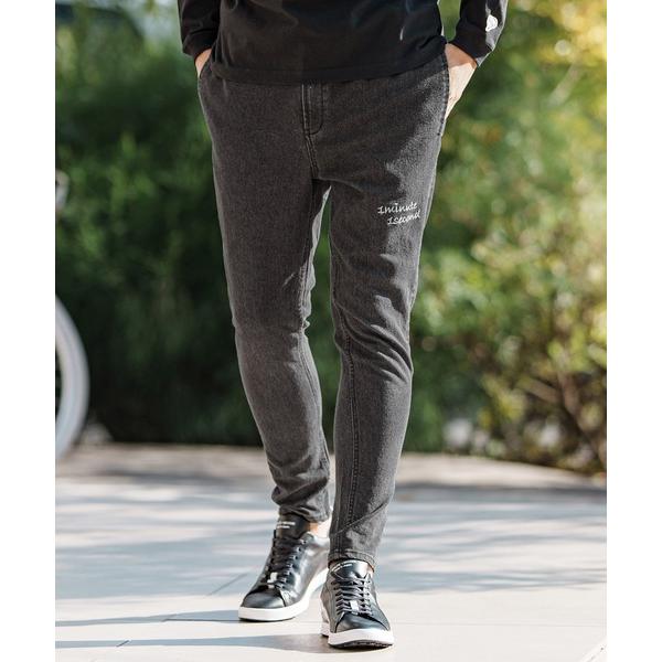 ジーンズ mp13189- Denim eazy pants with aging treatmen...