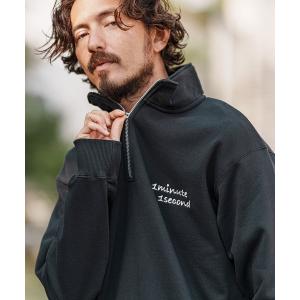 トレーナー スウェット msw1640- half zip trainer with cursive embroidery スウェット メンズ