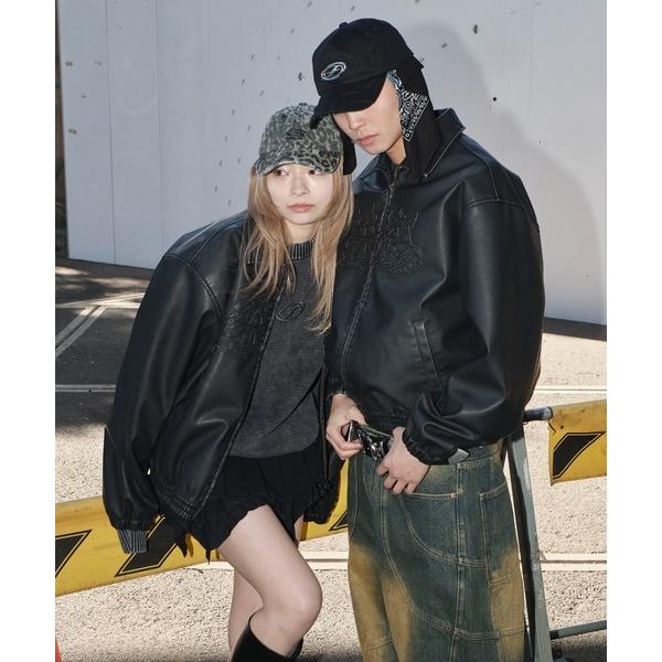 革ジャン ライダース SHORT ROUND/PUダメージアップリケブルゾン メンズ レディース