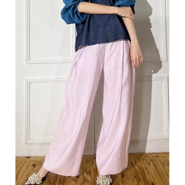 ワイドパンツ スラックス パンツ タックデザインワイドパンツ レディース
