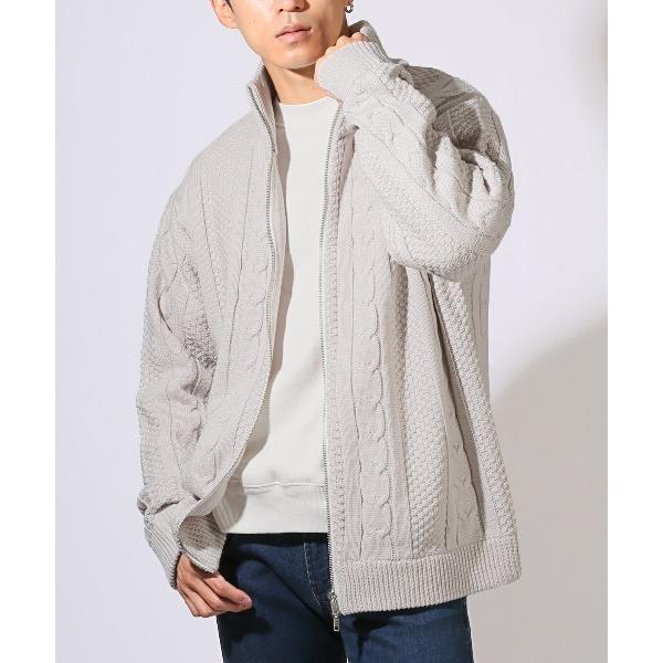 カーディガン アラン柄ダブルジップニットジャケット メンズ レディース