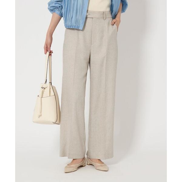 スラックス パンツ 「size SHORTあり」リネンライク パンツ -マシンウォッシャブル・ストレ...