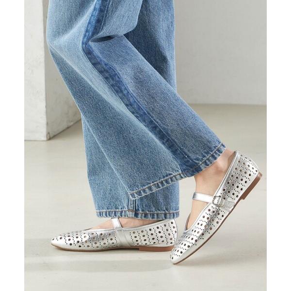 シューズ パンチング メリージェーン フラット レディース