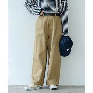 チノパン チノ後ろゴム タックパンツ レディース