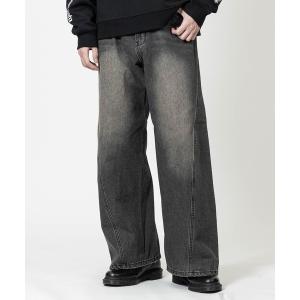 ジーンズ a.p.o.v. フェイクヴィンテージデニム転写スウェットパンツ