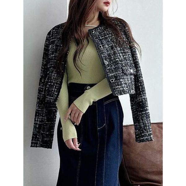 ジャケット ノーカラージャケット ツイードノーカラージャケット レディース