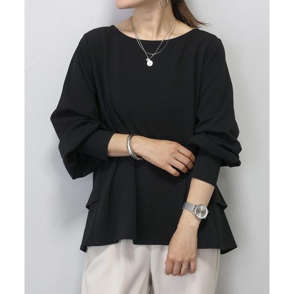 ブラウス シャツ ダブルクロスバックフリルブラウス レディース