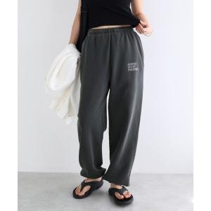 ワイドパンツ スウェットパンツ ジャージ ピグメント加工ANMEエンブロイダリーロゴスウェットパンツ レディース メンズ