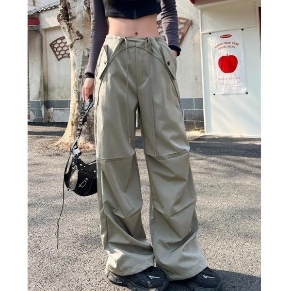 パンツ ワークテイスト切替えワイドパンツ レディース