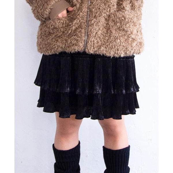 スカート ベロアプリーツティアードミニスカート