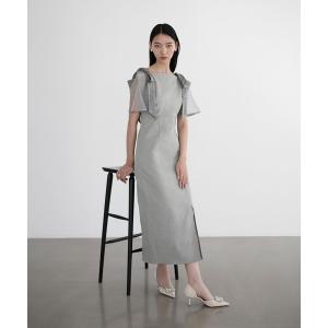 Leja ドレス 「LEJA」パールビジュー付き透け感プリーツフレア Leja ドレス 「LEJA」パールビジュー付き透け感プリーツフレア