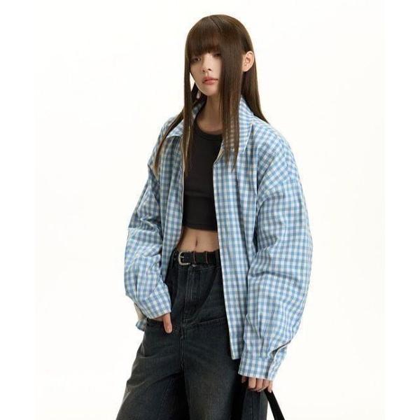 ブルゾン アウター 2WAY　チェック柄ジャケット レディース