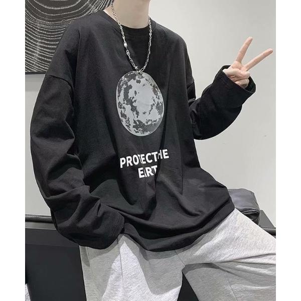 tシャツ グラフィックプリントルーズシルエットロンT メンズ