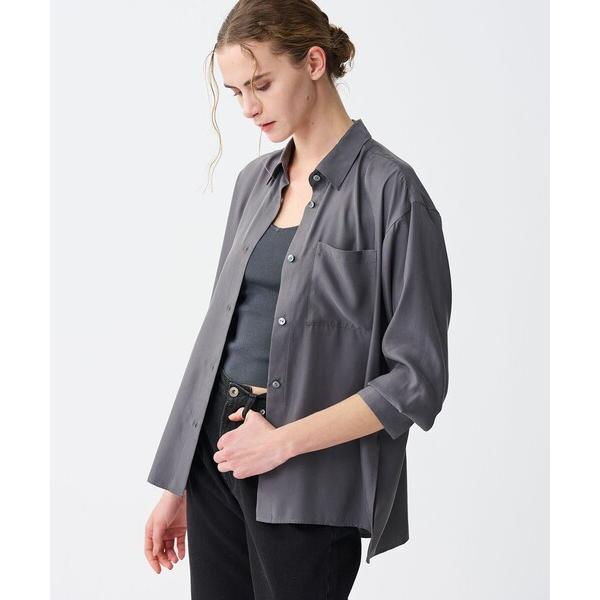 ブラウス シャツ フィブリルシャンブレー ミドルシャツ レディース