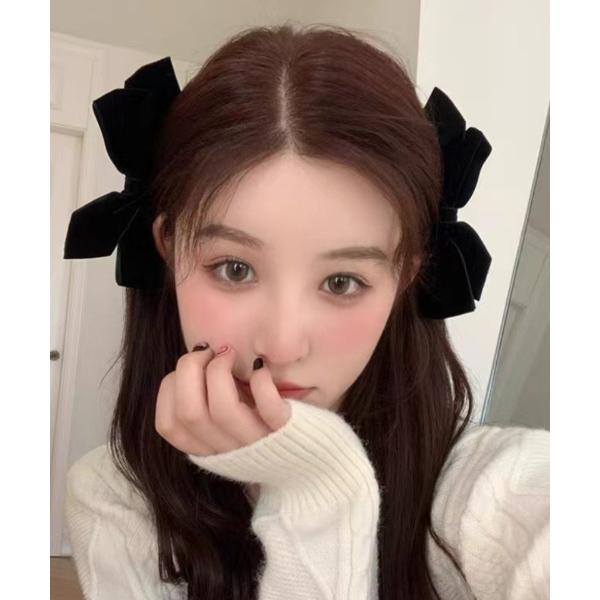 ヘアクリップ ベルベット リボンデザイン ヘアクリップ 2個セット
