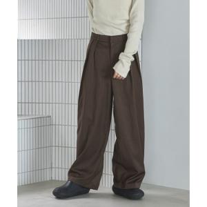 スラックス パンツ 「4size展開/セットアップ可」ダブルタックワイドスラックス レディース