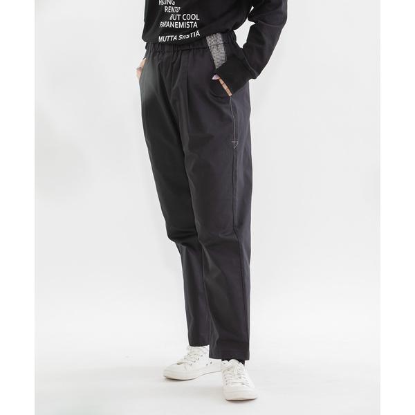 パンツ コットンサテンペグトップゆるスリムパンツ レディース