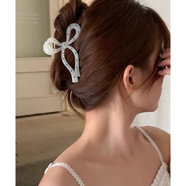 ヘアピン ドットリボンヘアクリップ