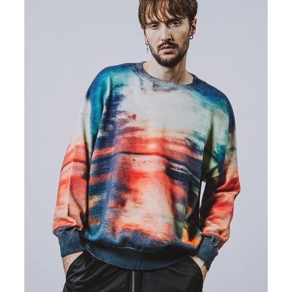 セーター ニット mn3088-SunriseプリントニットBIG-PO プルオーバー メンズ