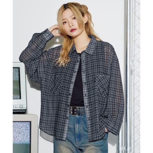 シャツ ミニチェック長袖シアーシャツ「UNISEX」 メンズ レディース