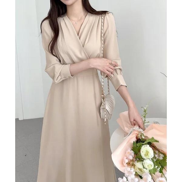 ワンピース ウエストマークカシュクール ロングドレス ワンピース 結婚式 二次会