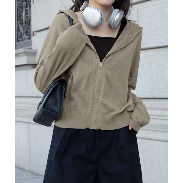 パーカー UVカットシアージップニットパーカー レディース