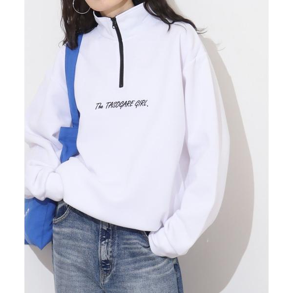 トレーナー スウェット WS select ストレッチ裏起毛　エモイラスト柄ハーフジップスウェットシ...