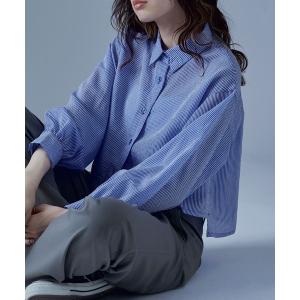 ブラウス シャツ シアーストライプショートシャツ レディース