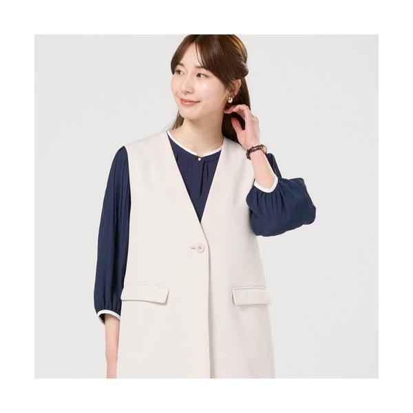 ベスト ジレ ロングジレ ダブルクロス素材 セットアップ可能 レディース レディース