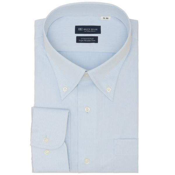 フォーマル シャツ 超形態安定ノーアイロン ボタンダウン 長袖ビジネスワイシャツ（大きいサイズ・長い...